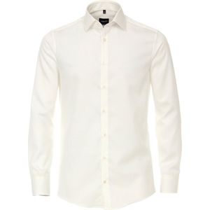 VENTI modern fit overhemd - twill - beige - Strijkvriendelijk - Boordmaat: 36