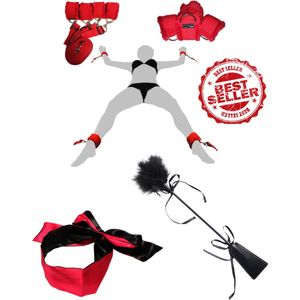URlife® Complete BDSM Bondage Set- Ervaar spannende Erotische Avonturen met Zweep, Blinddoek en Bedboeien- Verstelbare Riemen en Boeien voor Onder het Bed- Erotiek- Kinky- Seks Pakket en Toys- Discreet