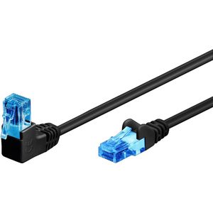 UTP CAT6A 10 Gigabit Netwerkkabel - 1 kant haaks - CCA - 3 meter - Zwart