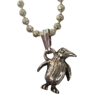 Hanger met ketting pinguin verzilverd