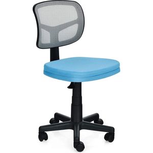 Bureaustoel, computerstoel, in hoogte verstelbaar, bureaustoel, 360 graden draaibaar, draaistoel tot 100 kg belastbaar met rugleuning, stoel met wielen voor kantoor, werkkamer, gaming (blauw)