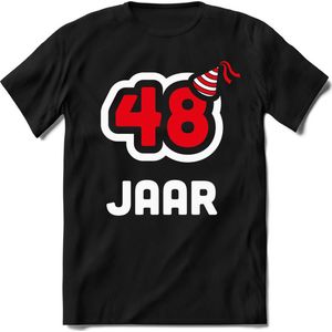 48 Jaar Feest kado T-Shirt Heren / Dames - Perfect Verjaardag Cadeau Shirt - Wit / Rood - Maat XL