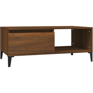 vidaXL Salontafel Bruineiken 90x50x36,5 cm Salontafel - Industrieel - Houten Salontafel - Bruine Eiken - Bijzettafel