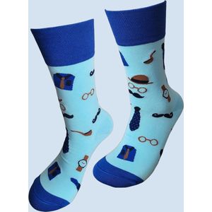 Gentlemen sokken - Grappige sokken - Valentijn - Snor - Heren sokken - Leuke sokken - Vrolijke sokken - Luckyday Socks - verjaardagscadeau man - LuckyDay Socks - Sokken waar je vrolijk van wordt - Maat 37-44