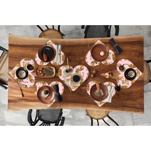 Onderleggers - Placemats - Placemats hartje - Patroon - Tiger - Dieren - 8 stuks