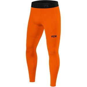 TCA Youth Boys' Compression Leggings Athletic Base Layer Tights Thermal Pants - Youth Boys Leggings Sports for Kids - Orange, 8-10 Years