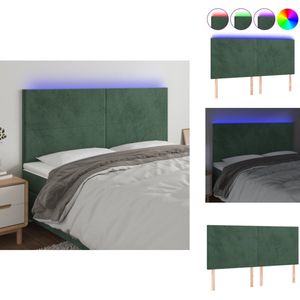 vidaXL Hoofdbord - Hoofdborden - Hoofdeinde - Houten Hoofdbord - Hoofdbord LED 180x5x118/128 cm fluweel donkergroen