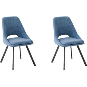 Furnihaus Eetkamerstoelen Set van 2 Mila Blauw Stof