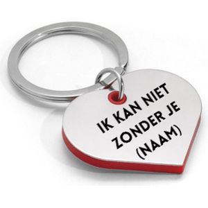 Gegraveerde sleutelhanger met naam ik kan niet zonder je - Liefde - Cadeau voor hem en haar - Verjaardag - Valentijn - Gepersonaliseerd - 5 x 3 CM