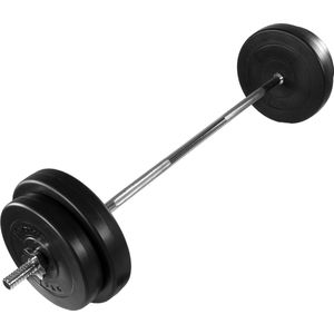 Curlstang - Curl bar - Gewichten - Curlstang met Gewichten - Ez bar - Halterstang - 121.5 cm - Chroom - Zwart