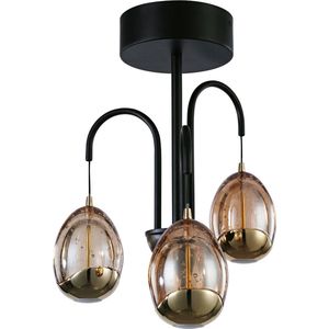 Moderne plafondlamp Clear Egg | 3 lichts | transparant / zwart | glas / metaal | Ø 9,5 cm | 40 cm | eetkamer / hal / woonkamer / slaapkamer lamp | modern / sfeervol / romantisch design