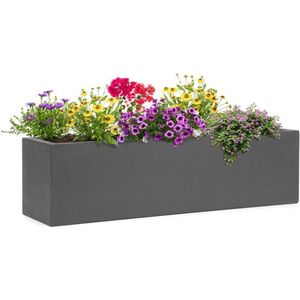 Solidflor bloempot 75 x 20 x 20 cm glasvezel binnen/buiten donkergrijs