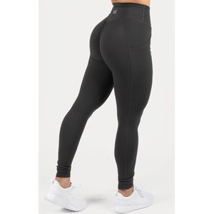 XXL Nutrition - Remotion Legging - Sportlegging Dames, Fitness Leggings met Scrunch Bum & High Waist - 100% Squat Proof - Met Zakken - 75% Polyester, 25% Spandex - Dark Grey - Maat XS