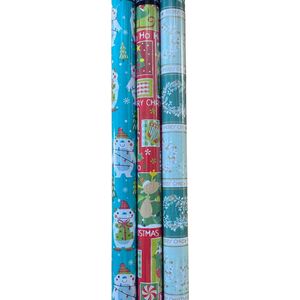 FESTIVE GIFTS Inpakpapier - Cadeaupapier - 200 x 70cm - 3 rollen - Kerst - Luxe - Luxe Cadeauverpakking - (ontwerp/kleur)