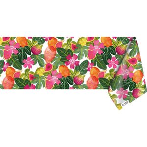 Raved Tafelzeil Roze Fruit  140 cm x  140 cm - Groen - Bloemen - PVC - Afwasbaar