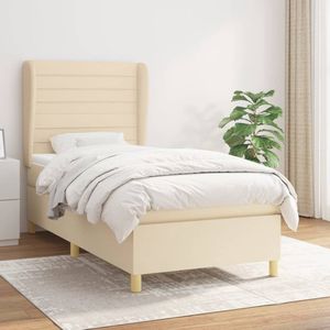 The Living Store Boxspringbed - Comfort - Bed - 203x83x118/128cm - Crème - stof - larikshout