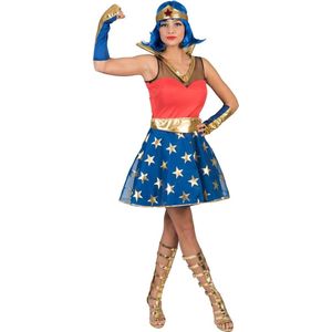 Verkleedpak superheldin jurk vrouw Super Woman 36-38