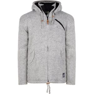 Gebreid Wollen Heren/Uni Vest van Schapenwol met Teddy Fleece voering en afneembare capuchon - SHAKALOHA - M Grego ZH Grey XXL.