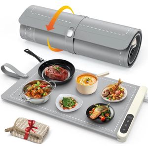 WoodyDoody Elektrische Verwarm Mat Warmhoudplaat Gerechten Dienblad – Ontdooien Diepvries Producten Snel en Veilig – Draagbare Voedselverwarmer met 3 Verwarmstanden – Timer functie en Eenvoudig op te Bergen - Geschikt voor Drogen Servies en Bestek