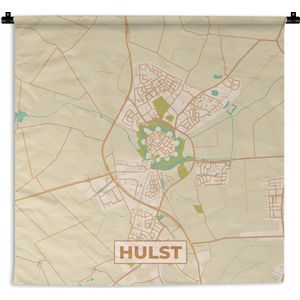 Wandkleed - Wanddoek - Hulst - Kaart - Plattegrond - Stadskaart - 60x60 cm - Wandtapijt