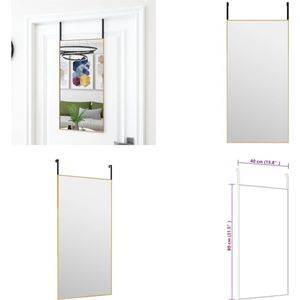 vidaXL Deurspiegel 40x80 cm glas en aluminium goudkleurig - Deurspiegel - Deurspiegels - Wandspiegel - Hangspiegel