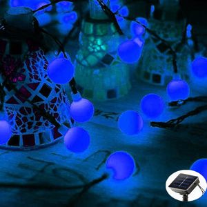 Kerstverlichting Bolletjes Lichtsnoer - 5 Meter - Zonne-energie - Blauw - Voor Buiten
