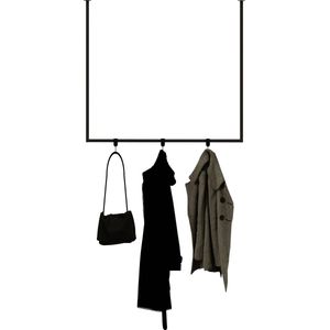 Kapstok metaal - MOOYS 100cm (ronde stang) - inclusief 10 leren S-haak hangers - HOYA Living (zwart stalen plafond kapstok - plafondrek - hangende kapstok - handdoekenrek - kledingrek - kapstokhaken - S-haken)