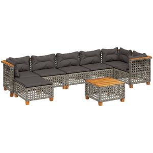 vidaXL Loungeset 8-delig - Poly Rattan - Grijs Loungeset - Tuinlounge - Lounge Set - Outdoor Furniture - Pe Rattan