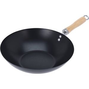 Excellent Houseware Wokpan met antiaanbaklaag - D30 cm - Staal - Stevige en veelzijdige wok voor heerlijke gerechten