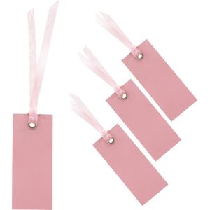 Santex cadeaulabels met lintje - set 120x stuks - roze - 3 x 7 cm - naam tags