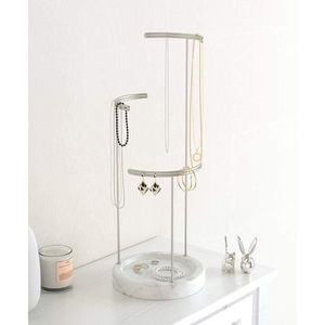 Sieradenstandaard Tesora Stalldraad Wit-metallic nikkel met spiegelbasis