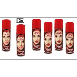 12x Haarspray rood 125 ml - Festival thema feest party verjaardag carnaval red