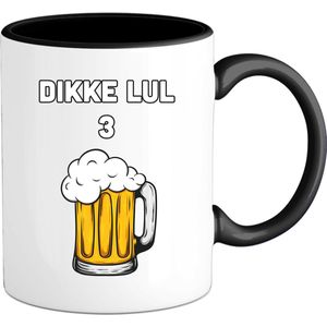 Dikke lul 3 bier - Bier kleding cadeau - bierpakket kado idee - grappige bierglazen drank feest teksten en zinnen - Mok - Zwart