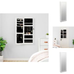 vidaXL Sieradenkast met LED-verlichting - Wit - 31.5 x 9 x 90 cm - Duurzaam - praktisch en ruimtebesparend - Spiegel