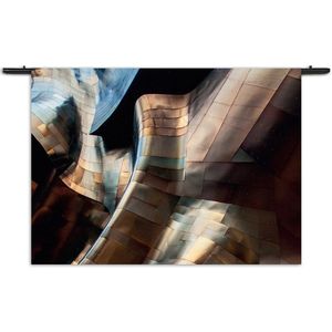 Velours Wandkleed Gebogen Stalen Platen - Twisted Metal Rechthoek Horizontaal XXXL (150 X 210 CM) - Wandkleden - Met roedes