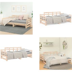 vidaXL Slaapbank uitschuifbaar massief grenenhout 2x(90x190) cm - Slaapbank - Slaapbanken - Bedbank - Bed