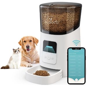 Automatische voerbak - Wit - Voerautomaat Met App - Smartphone Besturing - Voerinhoud 6 Liter - Voor Katten En Hondenvoer - Droogvoer - 2.4 G WiFi - Automatische Voerbak Kat - Automatische Voerbak Hond