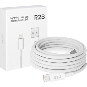 R2B USB-A kabel geschikt voor Lightning - 2 Meter - Extra stevige USB-A kabels - Oplader geschikt voor Apple Lightning
