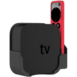 Luxe Beugel Houder Geschikt Voor Apple TV Full HD / 4K Met Siliconen Beschermhoes - Geschikt Voor Siri Remote 2e Generatie - Zwart