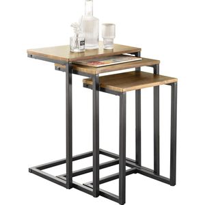 Simpletrade Salontafel set - Bijzettafel - 3-Delig - Hout/Metaal - 46x61x30 cm