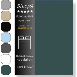Sleeps Luxe Dubbel Jersey Hoeslaken Groen - 140 x 200 cm - 100% Hoogwaardige Katoen - Hoge Hoek - Strijkvrij