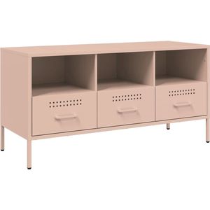 vidaXL - Tv-meubel - 100,5x39x50,5 - cm - staal - roze