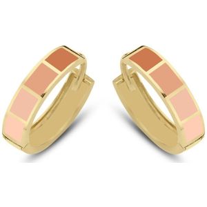 CO88 Collection Oorbellen Dames - Oorringen - Emaille - 16x4mm - Bruin - Staal - Goudkleurig - 8CE-70493