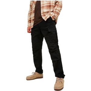 JACK & JONES Ace Tucker Cargoa loose fit - heren cargo broek - zwart - Maat: 33/32