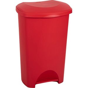 Pedaalemmer - Prullenbak - Afvalbak - 50 liter – Rood