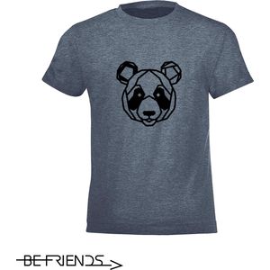Be Friends T-Shirt - Panda - Kinderen - Denim - Maat 6 jaar