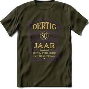 30 Jaar Legendarisch Gerijpt T-Shirt | Paars - Ivoor | Grappig Verjaardag en Feest Cadeau Shirt | Dames - Heren - Unisex | Tshirt Kleding Kado | - Leger Groen - S