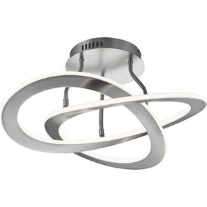 LED Plafondlamp - Plafondverlichting - Torna Oaky - 40W - Warm Wit 3000K - Rond - Mat Nikkel - Aluminium