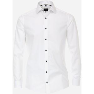 VENTI modern fit overhemd - popeline - wit met dubbele manchet - Strijkvrij - Boordmaat: 40