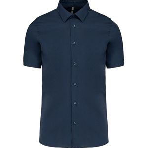 Heren stretch overhemd korte mouwen merk Kariban maat XL Donkerblauw/Navy